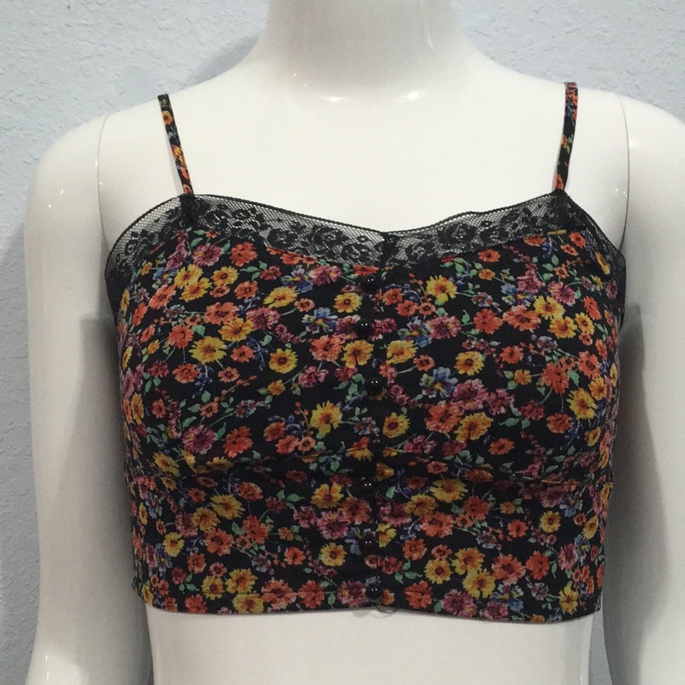Ambiance Apparel Floral Lace Detail Bralette Small
